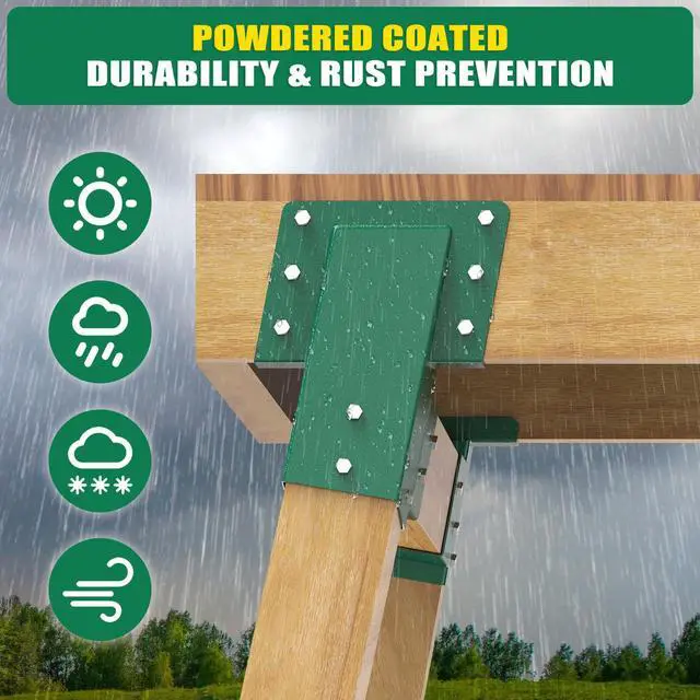 Alt view image 4 of 7 - Heavy Duty Deer Stand Brackets, 4x4 Compound Angle Bracket, Powder Coated Elevated Bracket for Outdoor Platforms, Deer Hunting, Shooting Shack, Observation Decks& Tree Houses (4Pack)
