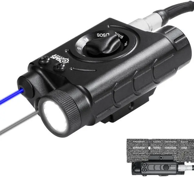 Main image of 1200 Lumens Tactical Laser Light Combo for Rifle, Weapon Light + Blue Laser + IR Laser Compatible with Picatinny/M-LOK Rails, 3-Level Light Brightness, Laser Output Less Than 5mW, Class IIIA
