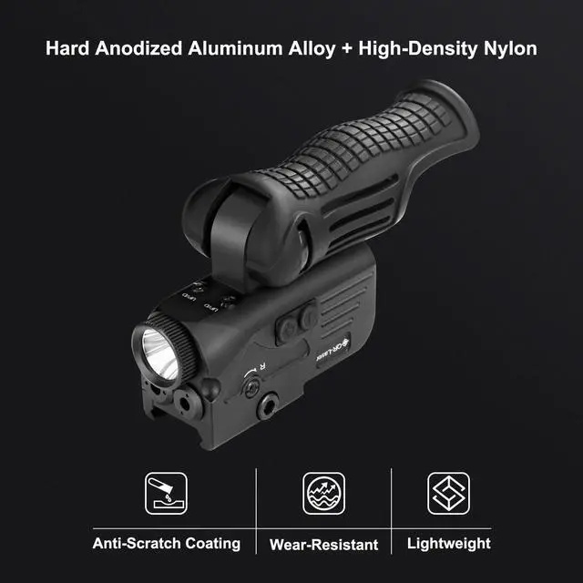 Alt view image 5 of 6 - 1200 Lumens LED White Flashlight with Dual Laser Sights, Rechargeable Laser Beams with 5 LED Light Modes - Hard Anodized Aluminum for Picatinny Rail Mount, Laser Class IIIA, Less Than 5mW