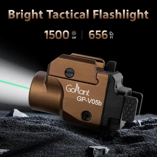 Alt view image 2 of 7 - 1500 Lumens Compact Weapon Laser Light, Aircraft Grade Aluminum Pistol Light, Adjustable Rail-Mounted Handgun Light and Green Laser Combo