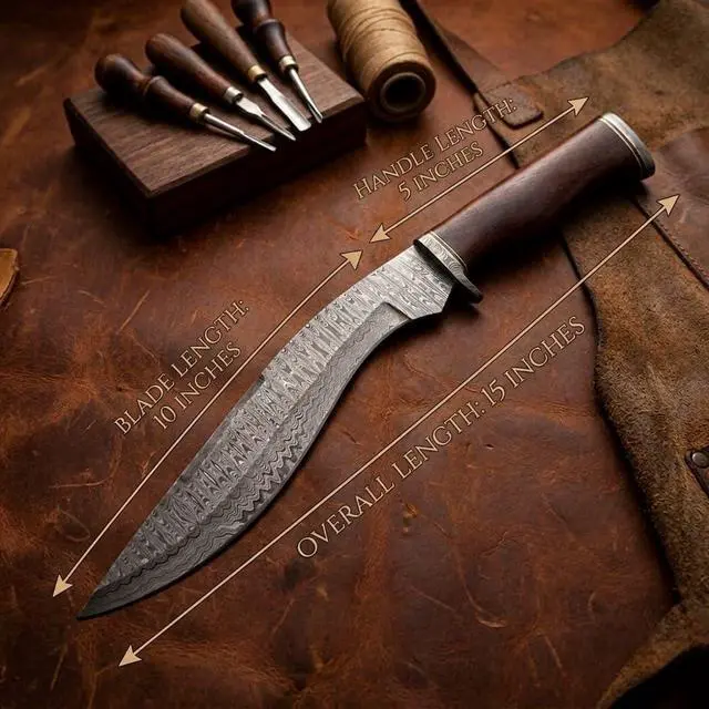 Alt view image 7 of 7 - RG-156 Handmade Damascus Steel 15.00 Inches Kukri Knife - Perfect Grip