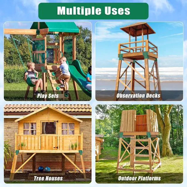 Alt view image 6 of 7 - Heavy Duty Deer Stand Brackets, 4x4 Compound Angle Bracket, Powder Coated Elevated Bracket for Outdoor Platforms, Deer Hunting, Shooting Shack, Observation Decks& Tree Houses (4Pack)