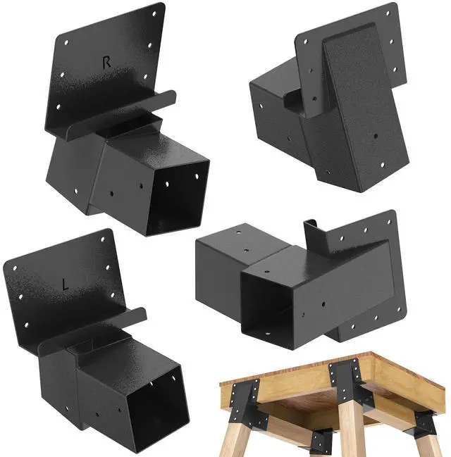 Main image of Heavy Duty Deer Stand Brackets, 4x4 Compound Angle Bracket, Powder Coated Elevated Bracket for Outdoor Platforms, Deer Hunting, Shooting Shack, Observation Decks& Tree Houses (4Pack)