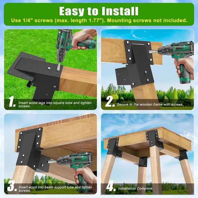 Alt view image 5 of 7 - Heavy Duty Deer Stand Brackets, 4x4 Compound Angle Bracket, Powder Coated Elevated Bracket for Outdoor Platforms, Deer Hunting, Shooting Shack, Observation Decks& Tree Houses (4Pack)