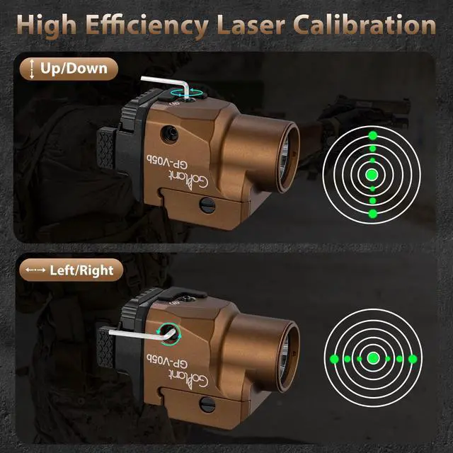 Alt view image 4 of 7 - 1500 Lumens Compact Weapon Laser Light, Aircraft Grade Aluminum Pistol Light, Adjustable Rail-Mounted Handgun Light and Green Laser Combo
