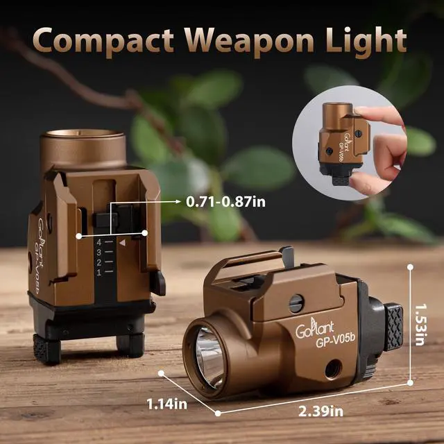 Alt view image 7 of 7 - 1500 Lumens Compact Weapon Laser Light, Aircraft Grade Aluminum Pistol Light, Adjustable Rail-Mounted Handgun Light and Green Laser Combo