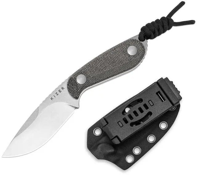 Main image of Buddy Fixed Blade Knife, 3" 14C28N Steel Camping Knife with Black Micarta Handle, Compact EDC Fixed Blade Knives with Sheath for Hiking & Camping 1081A8
