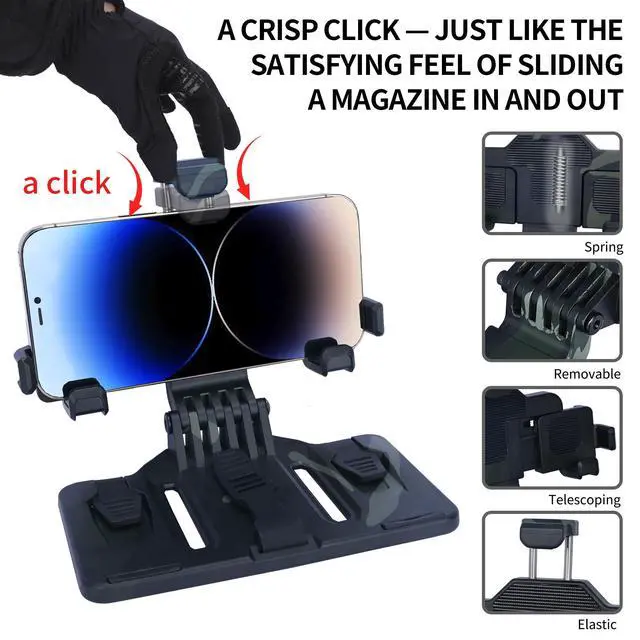 Alt view image 6 of 7 - Tactical Gear Plate Carrier Vest Accessories, MOLLE Phone Chest Mount Holder for 6.0"-7.7" Screens, Quick-Release and Adjustable Tactical Phone Holder for Police Vest