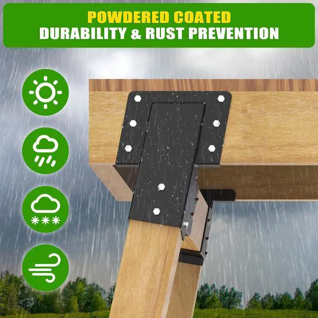 Alt view image 4 of 7 - Heavy Duty Deer Stand Brackets, 4x4 Compound Angle Bracket, Powder Coated Elevated Bracket for Outdoor Platforms, Deer Hunting, Shooting Shack, Observation Decks& Tree Houses (4Pack)