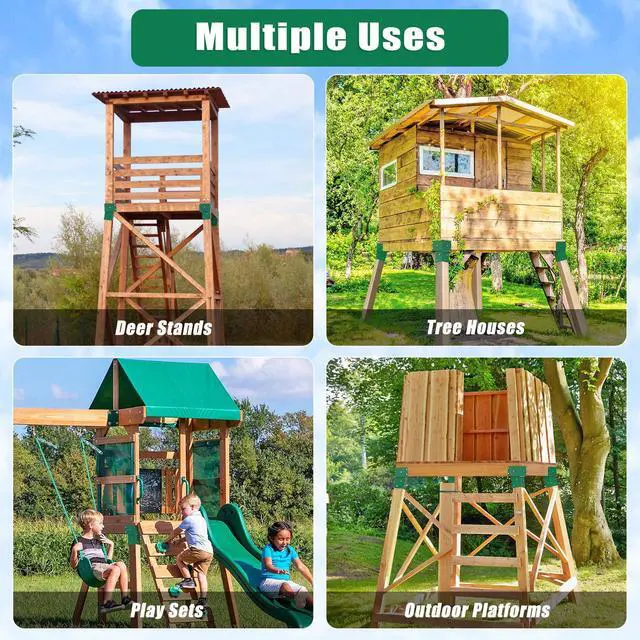 Alt view image 6 of 7 - Heavy Duty Deer Stand Brackets, 4x4 Compound Angle Bracket, Powder Coated Elevated Bracket for Outdoor Platforms, Deer Hunting, Shooting Shack, Observation Decks& Tree Houses (4Pack)
