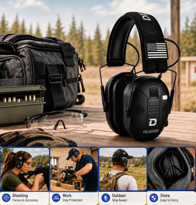 Alt view image 6 of 7 - Electronic Shooting Ear Protection Earmuffs, Bluetooth | NRR 25dB Protection 6X Clear Commands Gunshot Reduction 4-Mic Awareness Gel Comfort Bluetooth Audio 4H Auto-Off