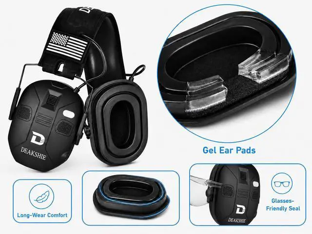 Alt view image 5 of 7 - Electronic Shooting Ear Protection Earmuffs, Bluetooth | NRR 25dB Protection 6X Clear Commands Gunshot Reduction 4-Mic Awareness Gel Comfort Bluetooth Audio 4H Auto-Off