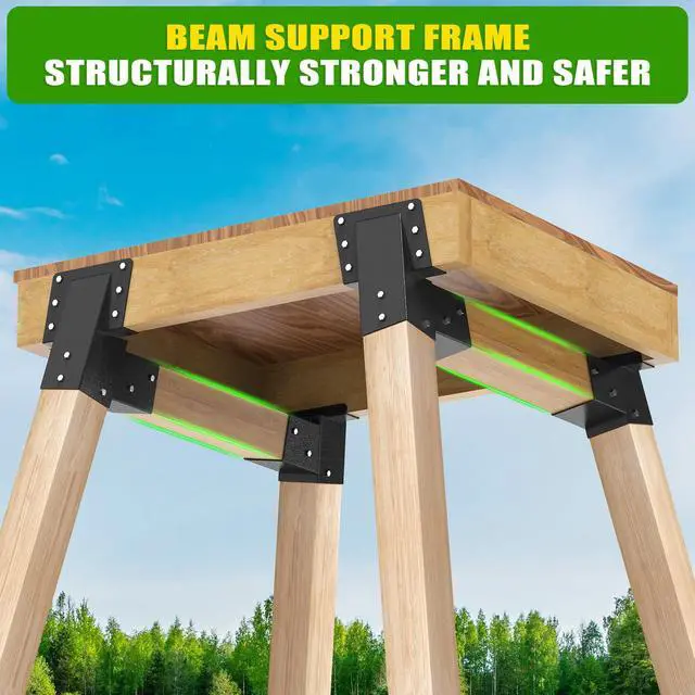 Alt view image 3 of 7 - Heavy Duty Deer Stand Brackets, 4x4 Compound Angle Bracket, Powder Coated Elevated Bracket for Outdoor Platforms, Deer Hunting, Shooting Shack, Observation Decks& Tree Houses (4Pack)