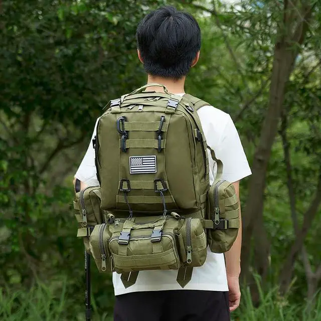 Alt view image 6 of 7 - Large Military Tactical Backpack for Men, 40-50L Backpacks for Women, Bug out Bag Army 3 Days Pack Bags Rucksack with Molle System Green