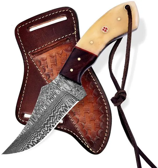 Main image of Handmade Cowboy Knife for Men & Women with Leather Sheath, Fixed Blade EDC Hunting Knife for Outdoor Skinning Full Tang blade (Camel Bone)