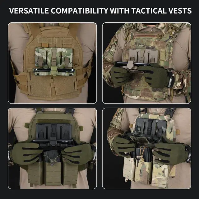 Alt view image 3 of 3 - Tactical Gear Plate Carrier Vest Accessories, MOLLE Phone Chest Mount Holder for 6.0"-7.7" Screens, Quick-Release and Adjustable Tactical Phone Holder for Police Vest