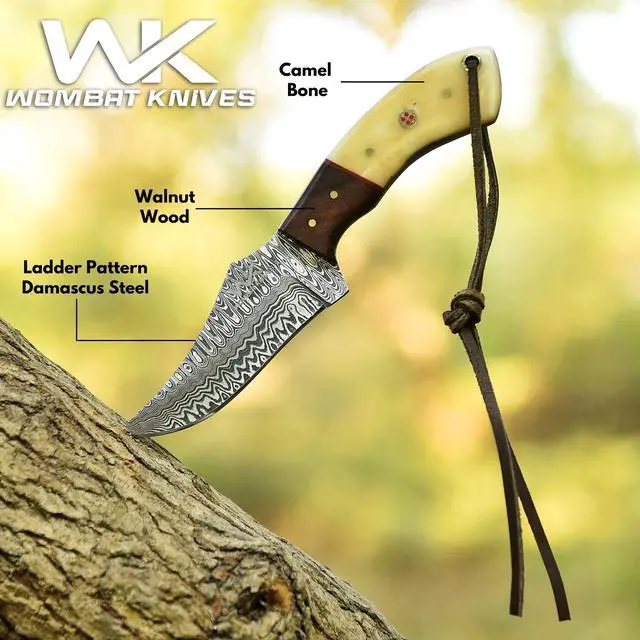 Alt view image 4 of 7 - Handmade Cowboy Knife for Men & Women with Leather Sheath, Fixed Blade EDC Hunting Knife for Outdoor Skinning Full Tang blade (Camel Bone)