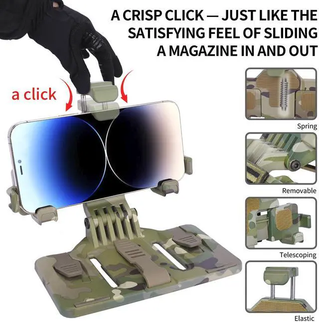 Alt view image 6 of 7 - Tactical Gear Plate Carrier Vest Accessories, MOLLE Phone Chest Mount Holder for 6.0"-7.7" Screens, Quick-Release and Adjustable Tactical Phone Holder for Police Vest