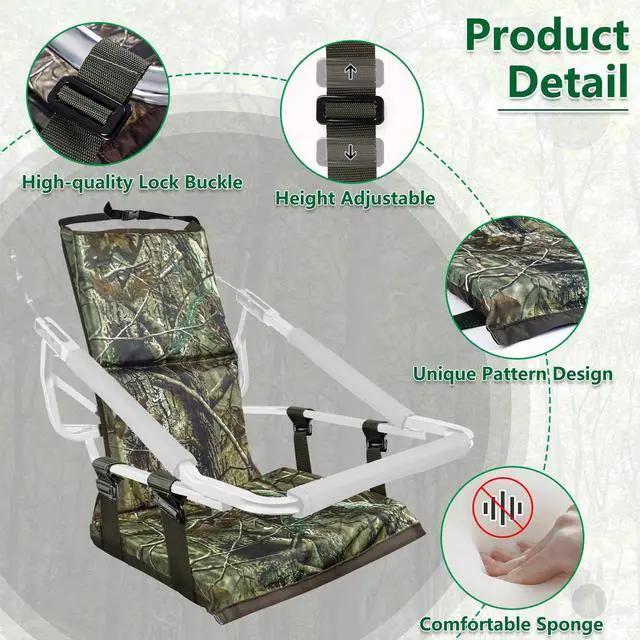 Alt view image 2 of 6 - Tree Stand Seat Replacement, Adjustable Treestand Seats for Hunting, Comfortable Hunting Tree Seat Fits Climber Deer Tree Stands