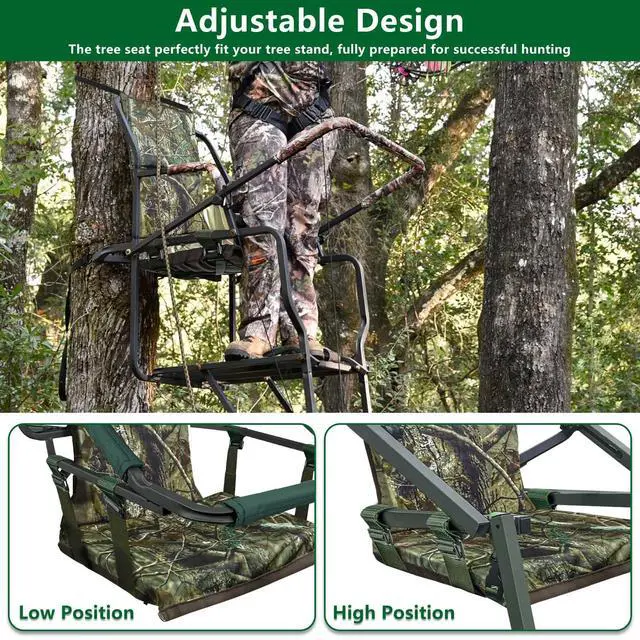 Alt view image 4 of 6 - Tree Stand Seat Replacement, Adjustable Treestand Seats for Hunting, Comfortable Hunting Tree Seat Fits Climber Deer Tree Stands