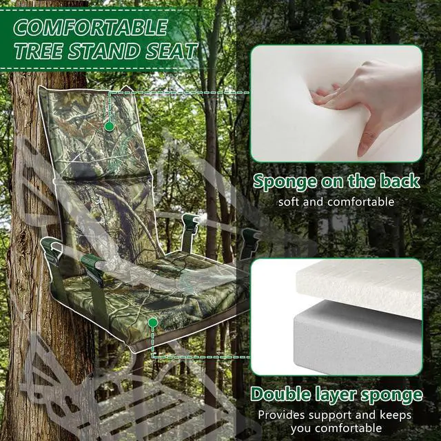 Alt view image 5 of 6 - Tree Stand Seat Replacement, Adjustable Treestand Seats for Hunting, Comfortable Hunting Tree Seat Fits Climber Deer Tree Stands