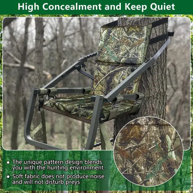 Alt view image 3 of 6 - Tree Stand Seat Replacement, Adjustable Treestand Seats for Hunting, Comfortable Hunting Tree Seat Fits Climber Deer Tree Stands