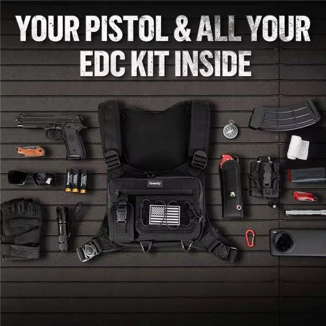 Alt view image 4 of 7 - Chest Bag For Men: Tactical Chest Vest Fits Most Pistols Chest Rig EDC Pouch Pack for Running,Hiking,Travel