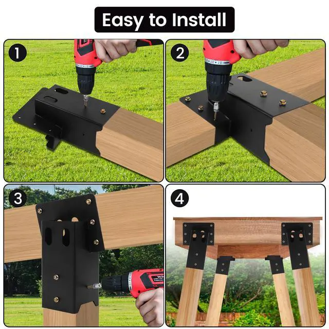 Alt view image 7 of 7 - Deer Stand Brackets 4 x 4, Outdoor Platform Deer Blind Brackets 4 PCS / 8 PCS, 12 / 14 Gauge Steel Elevator Brackets for Hunting Platform, Shooting Shacks, Tree Houses