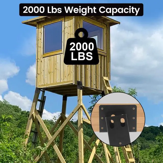 Alt view image 6 of 7 - Deer Stand Brackets 4 x 4, Outdoor Platform Deer Blind Brackets 4 PCS / 8 PCS, 12 / 14 Gauge Steel Elevator Brackets for Hunting Platform, Shooting Shacks, Tree Houses