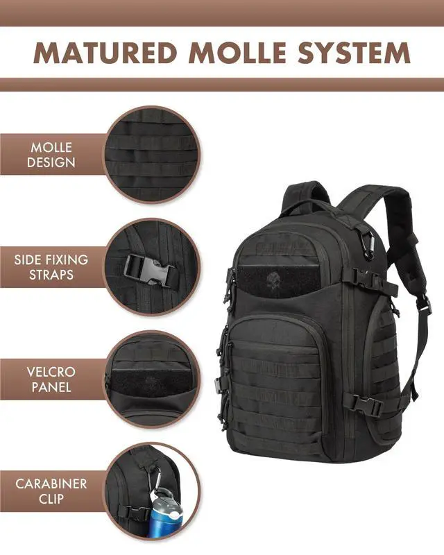 Alt view image 3 of 7 - Tactical Laptop Backpack Military Backpack for Men Black Tactical Bag Backpack