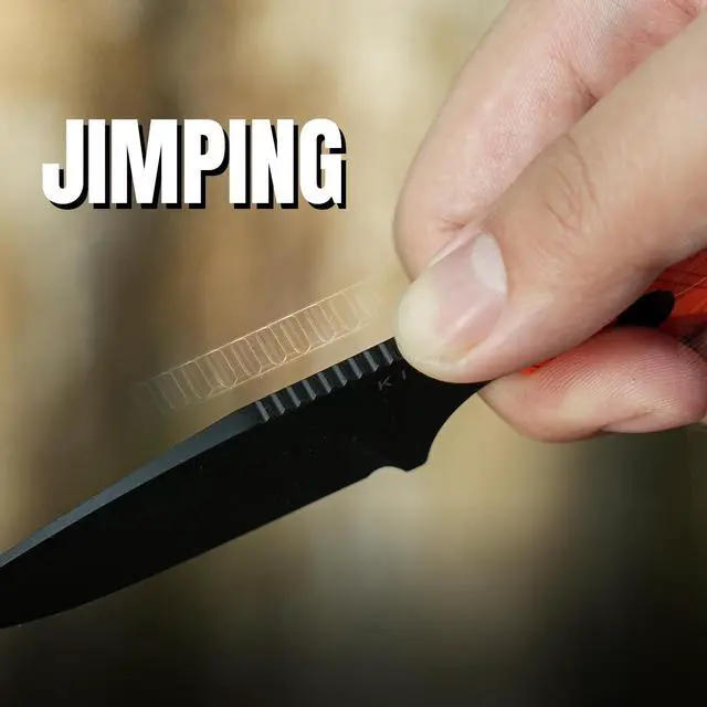 Alt view image 5 of 7 - Muskrat Fixed Blade Knife, Argyle Pattern Orange G10 Handle, 1064M2 | 3.15" D2 Clip Point Black Blade, Small EDC Neck Knife with Black Sheath for Outdoor Hunting Survival Camping