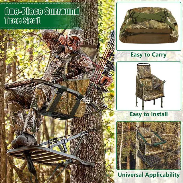 Alt view image 6 of 7 - Tree Stand Seat Replacement, Adjustable Treestand Seats for Hunting, Comfortable Hunting Tree Seat Fits Climber Deer Tree Stands