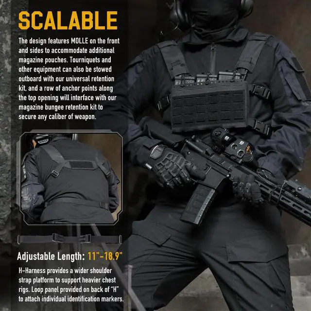 Alt view image 2 of 7 - Tactical Pouches Chest Pack Modular, Triple Magazine Molle Chest Rig | Adjustable Molle Micro Chest Rigs, Triple Magazine Insert, Chest Bag for Men, Laser-Cut Carrier Vest
