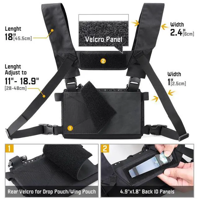 Alt view image 5 of 7 - Tactical Pouches Chest Pack Modular, Triple Magazine Molle Chest Rig | Adjustable Molle Micro Chest Rigs, Triple Magazine Insert, Chest Bag for Men, Laser-Cut Carrier Vest