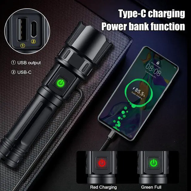 Alt view image 4 of 7 - USB-C Rechargeable Green Flashlight Zoomable 1000 Yard Pressure Switch Scope Rail Mount Hogs Predators Night Hunting (30)