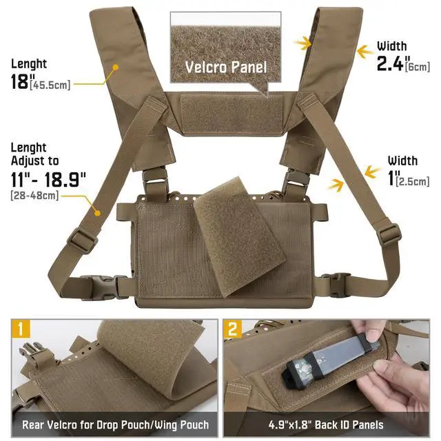 Alt view image 4 of 6 - Tactical Pouches Chest Pack Modular, Triple Magazine Molle Chest Rig | Adjustable Molle Micro Chest Rigs, Triple Magazine Insert, Chest Bag for Men, Laser-Cut Carrier Vest