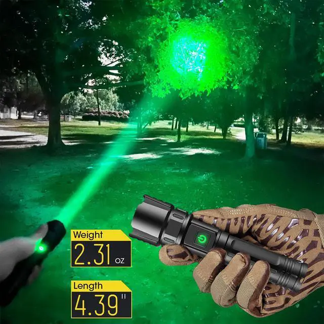 Alt view image 5 of 7 - USB-C Rechargeable Green Flashlight Zoomable 1000 Yard Pressure Switch Scope Rail Mount Hogs Predators Night Hunting (30)
