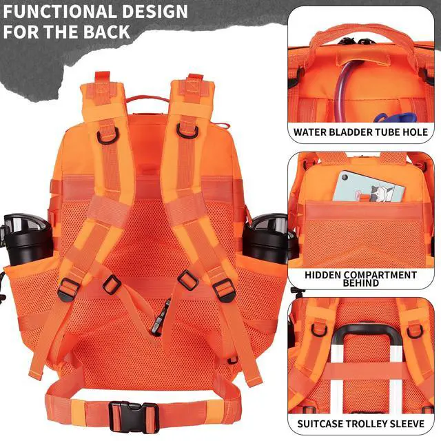 Alt view image 3 of 7 - 55L Tactical Backpack Heavy Duty Military Rucksack Molle Backpack 3 Day Assault Pack for Work Outdoors