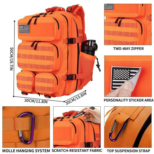 Alt view image 5 of 7 - 55L Tactical Backpack Heavy Duty Military Rucksack Molle Backpack 3 Day Assault Pack for Work Outdoors