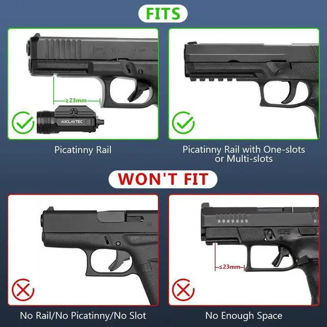 Alt view image 6 of 7 - 1200 Lumen Pistol Light Laser Combo Green Beam Tactical Flashlight, Pistol Flashlight Adjustable Slide Locating Keys for Picatinny
