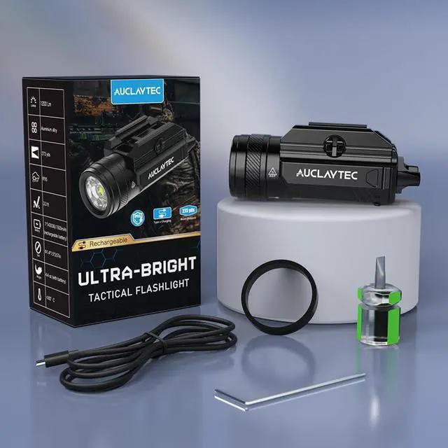 Alt view image 7 of 7 - 1200 Lumen Pistol Light Laser Combo Green Beam Tactical Flashlight, Pistol Flashlight Adjustable Slide Locating Keys for Picatinny