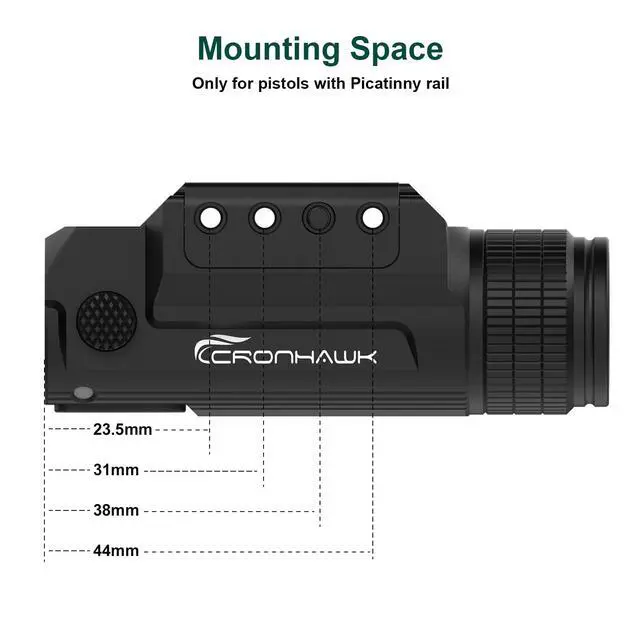 Alt view image 3 of 6 - 2 Pieces Rechargeable 700 Lumen Pistol Flashlight Rail Mounted Handgun Light