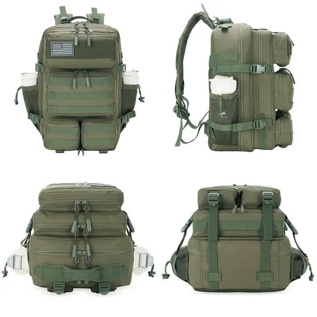 Alt view image 6 of 7 - 55L Tactical Backpack Heavy Duty Military Rucksack Molle Backpack 3 Day Assault Pack for Work Outdoors
