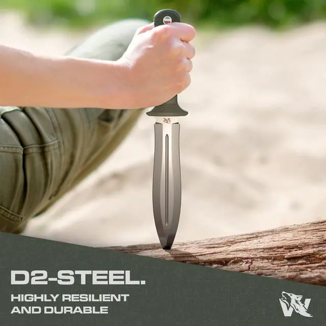 Alt view image 2 of 7 - ODENWOLF W-SowCatcher Fixed Blade Knife with Sheath - Large Hunting Knife made of D2 steel - Big Fixed Blade Double Edge Knife with TPE Handle