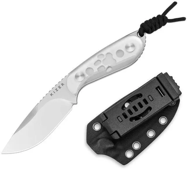 Main image of Buddy Fixed Blade Knife, 3" AEB-L Steel Camping Knife with White Acrylic Handle, Compact EDC Fixed Blade Knives with Sheath for Hiking & Camping 1081A4