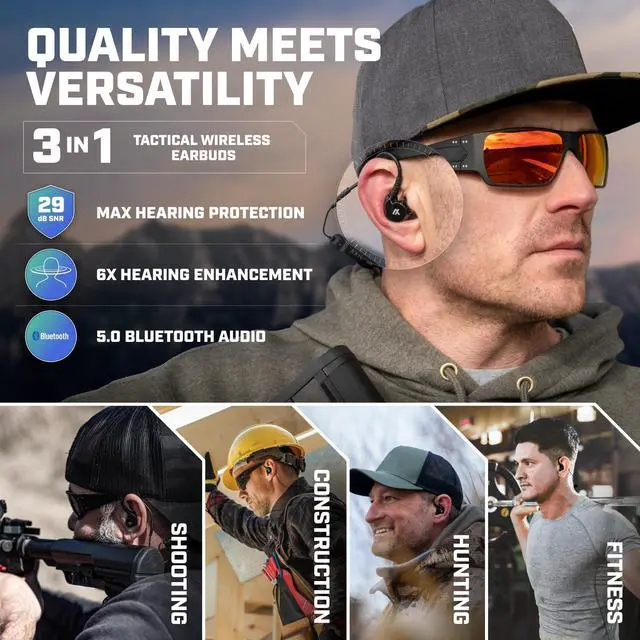 Alt view image 2 of 6 - GS Extreme NASCAR 2.0 Shooting Ear Buds, 25-Hour Hearing Protection | Hearing Enhancement & Noise Isolation Bluetooth Earbuds With Dynamic Speakers, NASCAR Edition