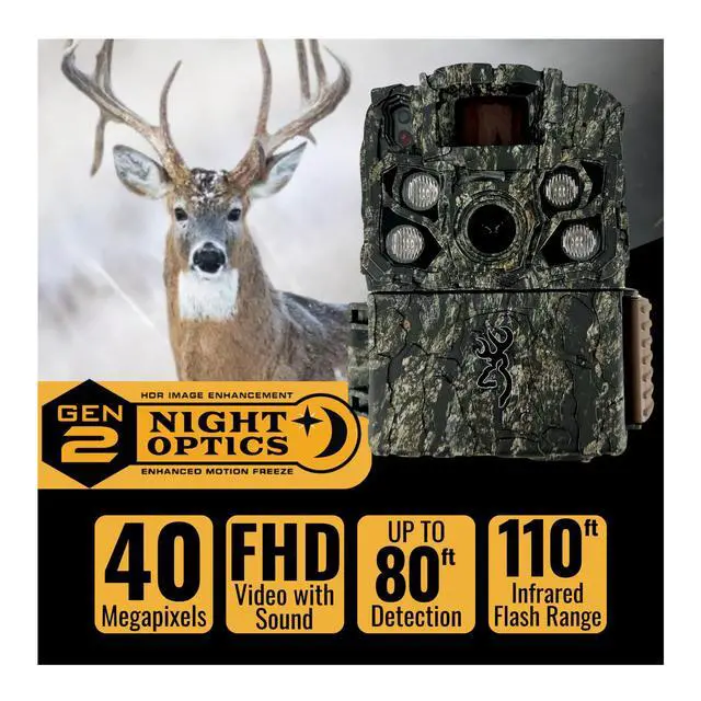 Alt view image 5 of 6 - Strike Force Fhdr 40MP Trail Camera (3 Items) | 40MP Stills, 1080p Video with Sound, Radiant-4 GEN2 Night Optics to 110 Ft, 0.135-0.7 Second Trigger