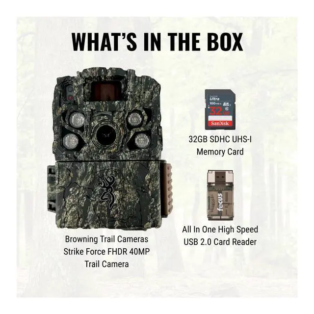Alt view image 6 of 6 - Strike Force Fhdr 40MP Trail Camera (3 Items) | 40MP Stills, 1080p Video with Sound, Radiant-4 GEN2 Night Optics to 110 Ft, 0.135-0.7 Second Trigger