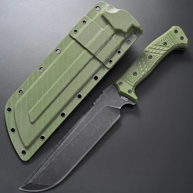 Alt view image 2 of 7 - GTK32 Fixed Blade Knife DC53 Steel Blade Full Tang Nylon Fiberglass Handle Heavy Duty Knifes for Field Hunting Camping Adventure(Green)