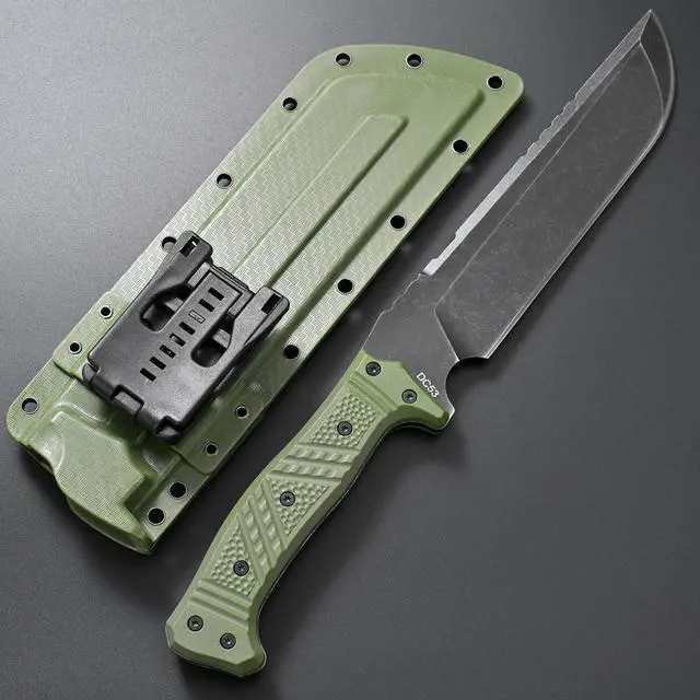 Alt view image 3 of 7 - GTK32 Fixed Blade Knife DC53 Steel Blade Full Tang Nylon Fiberglass Handle Heavy Duty Knifes for Field Hunting Camping Adventure(Green)